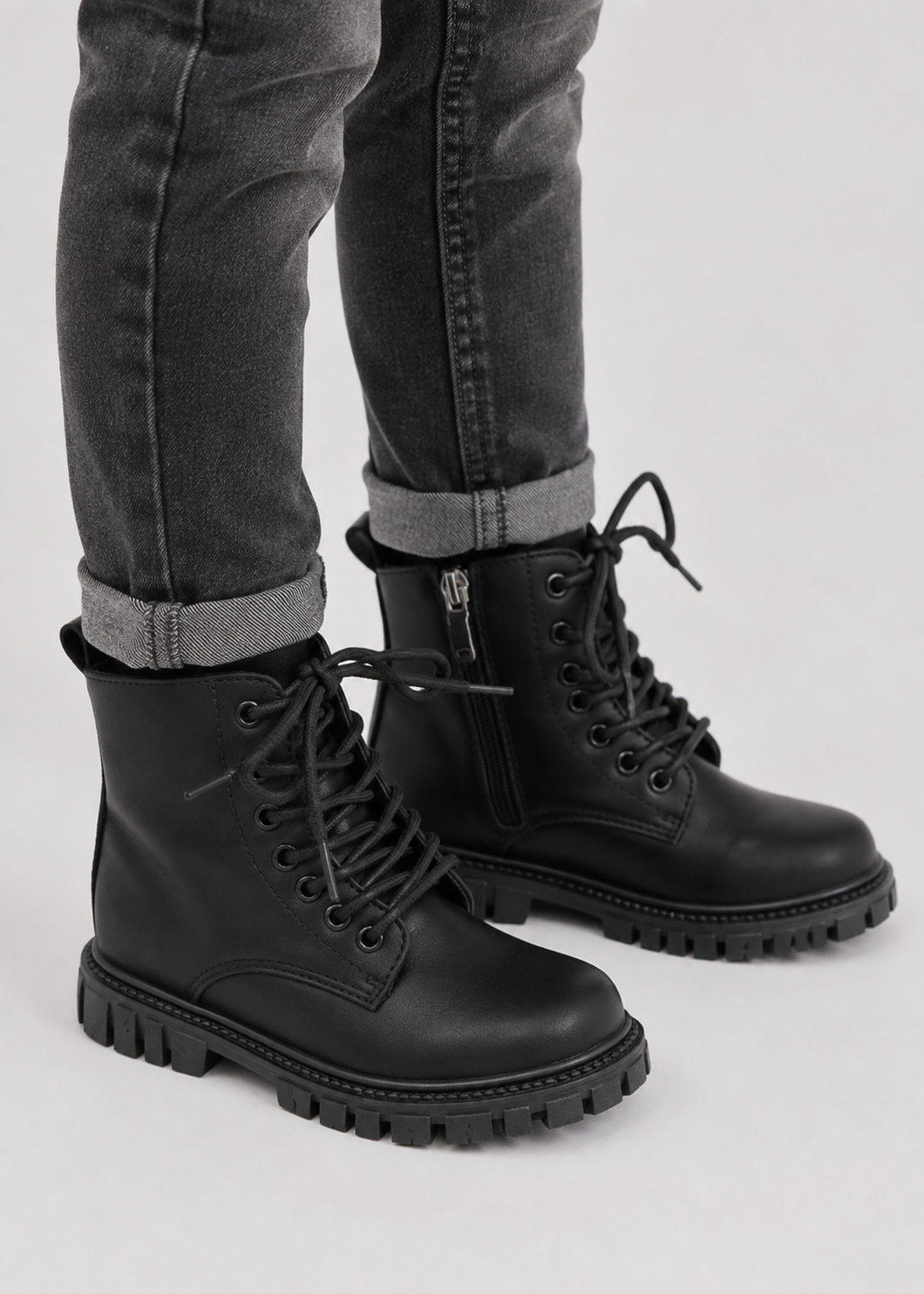 Girls Lace-Up Ankle Boots | School Boots | Non-Slip Platform Casual Boots | Steven & Levon