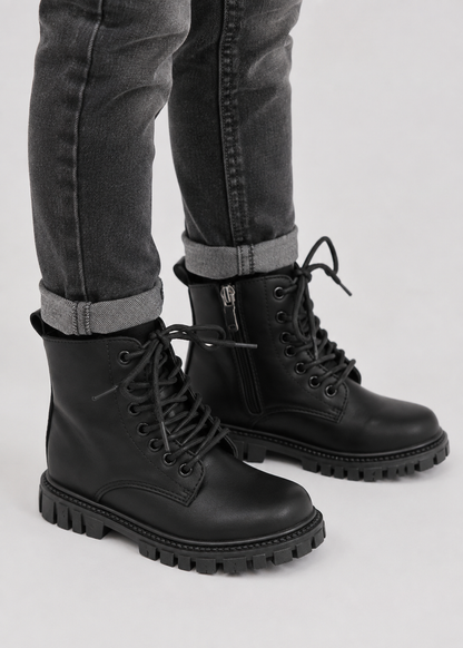 Girls Lace-Up Ankle Boots | School Boots | Non-Slip Platform Casual Boots | Steven & Levon
