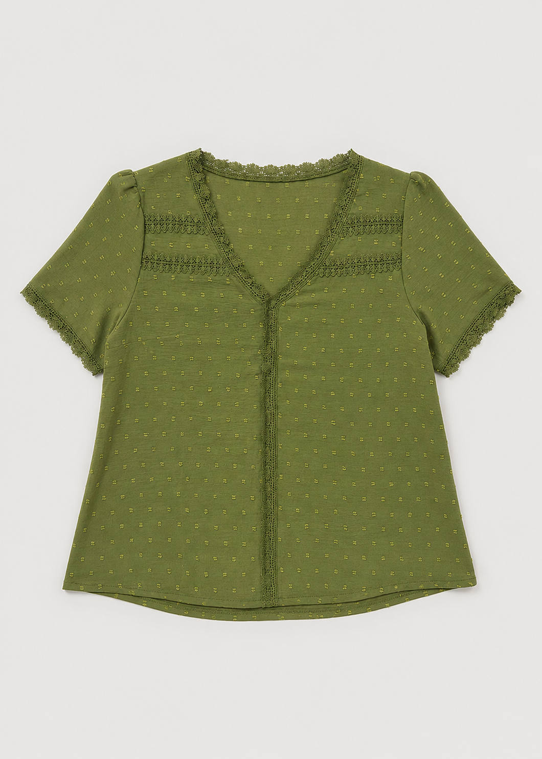 Caroline Lace Blouse | Women’s V-Neck Top | Lace Fabric | Short Sleeve Elegant Casual Wear | Steven & Levon