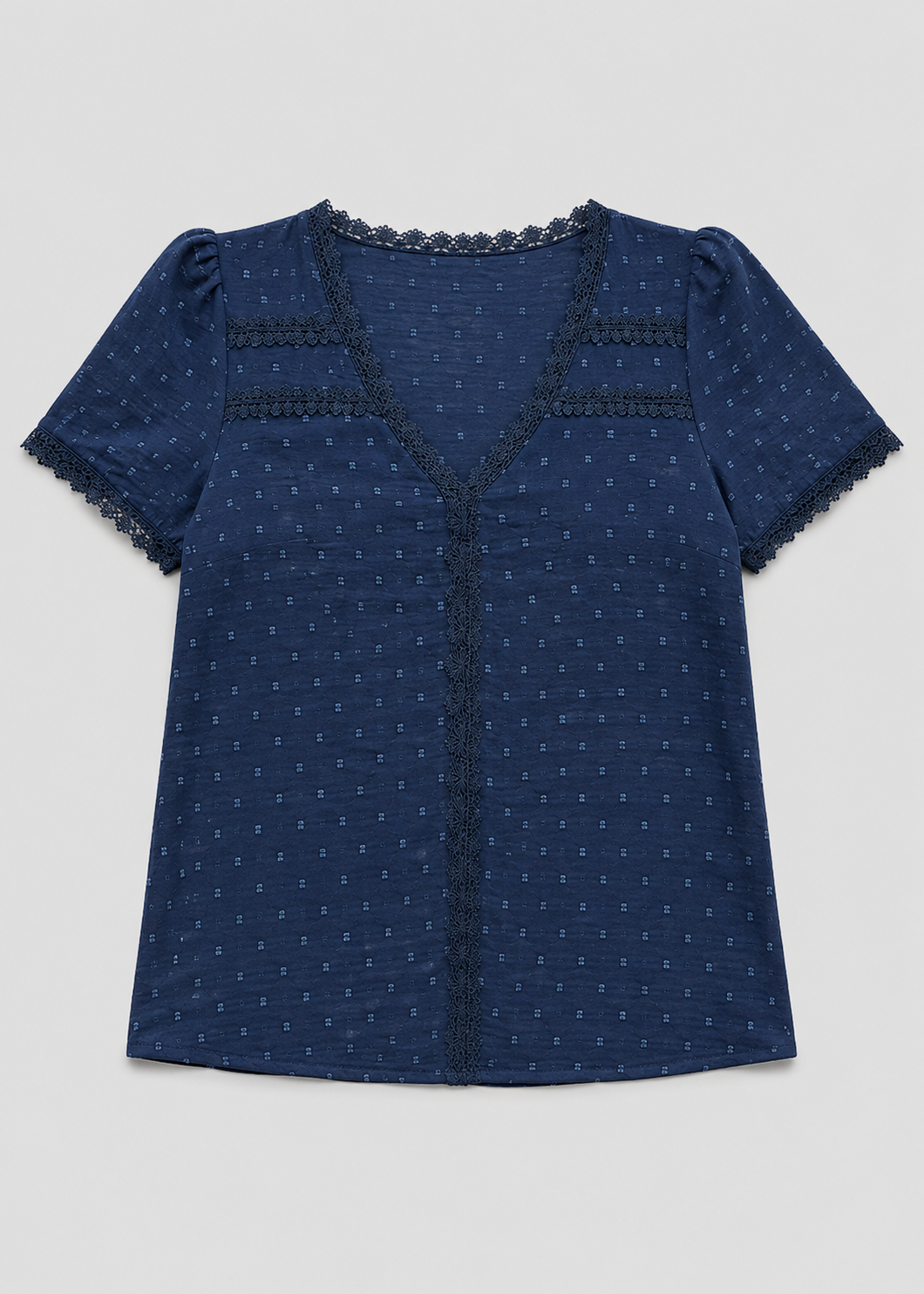 Caroline Lace Blouse | Women’s V-Neck Top | Lace Fabric | Short Sleeve Elegant Casual Wear | Steven & Levon