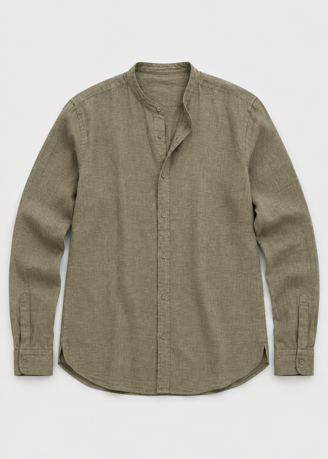 Men's Linen Long Sleeve Shirt | Men | Lightweight Breathable Collarless Button-Up | Casual Relaxed Fit | Steven & Levon