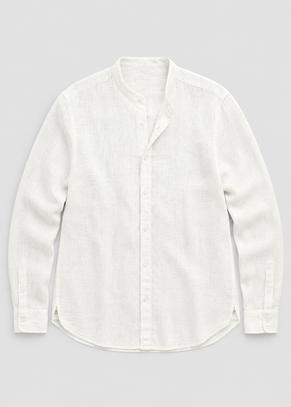 Men's Linen Long Sleeve Shirt | Men | Lightweight Breathable Collarless Button-Up | Casual Relaxed Fit | Steven & Levon