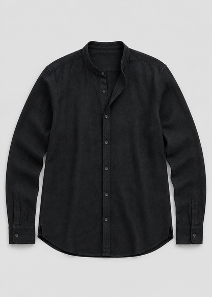 Men's Linen Long Sleeve Shirt | Men | Lightweight Breathable Collarless Button-Up | Casual Relaxed Fit | Steven & Levon