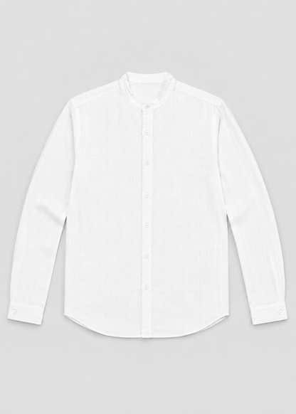 Men's Linen Long Sleeve Shirt | Men | Lightweight Breathable Collarless Button-Up | Casual Relaxed Fit | Steven & Levon