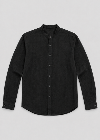 Men's Linen Long Sleeve Shirt | Men | Lightweight Breathable Collarless Button-Up | Casual Relaxed Fit | Steven & Levon