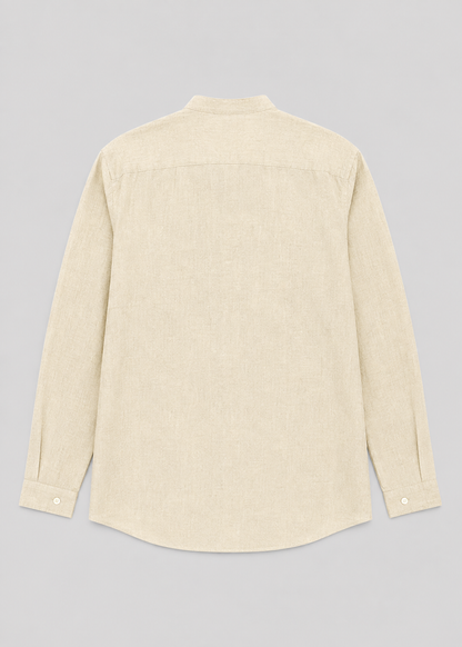 Men's Linen Long Sleeve Shirt | Men | Lightweight Breathable Collarless Button-Up | Casual Relaxed Fit | Steven & Levon