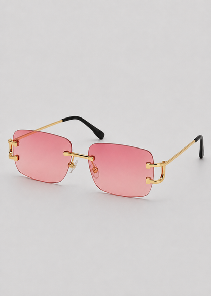 Rimless Square Sunglasses | Unisex | UV400 Metal Frame Eyewear | Lightweight Designer Shades | Steven & Levon
