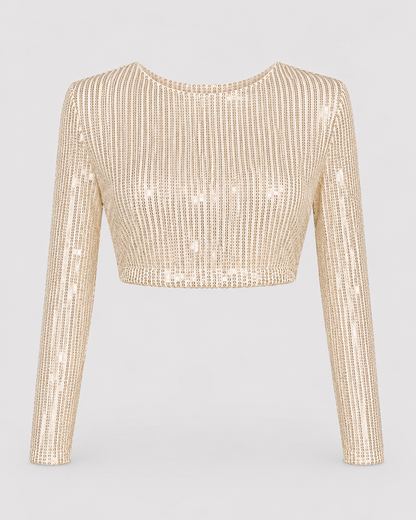 Sequin Cropped Top | Women | Sparkly Party Top | Evening Wear | Steven & Levon