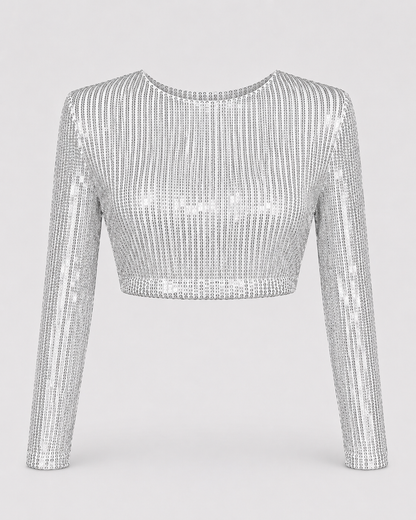 Sequin Cropped Top | Women | Sparkly Party Top | Evening Wear | Steven & Levon