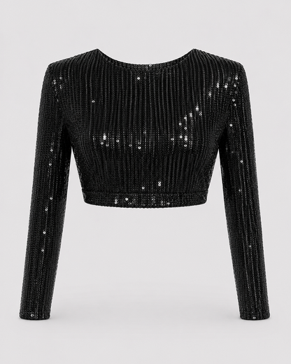Sequin Cropped Top | Women | Sparkly Party Top | Evening Wear | Steven & Levon