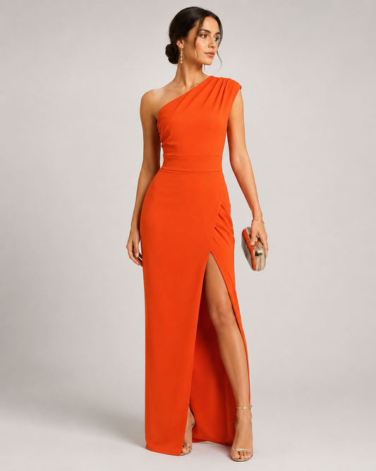 Women's One Shoulder Slit Maxi Dress | Women | Evening Dress | Steven & Levon