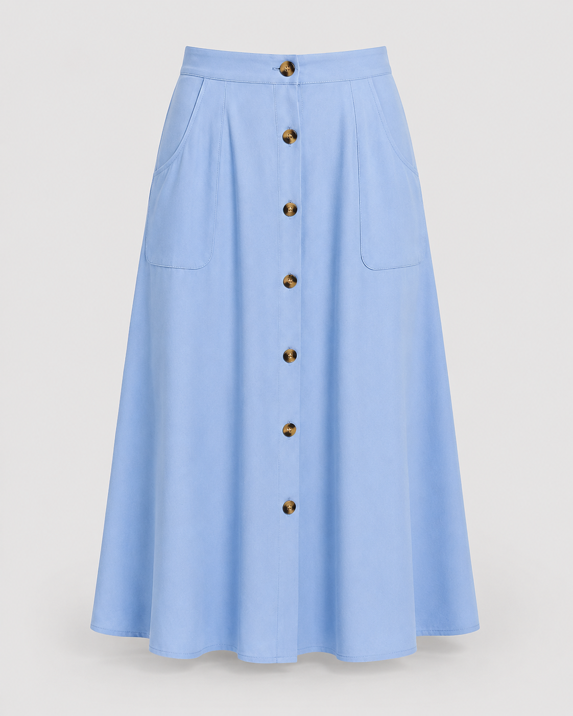 Button Front Midi Skirt | Women | Button-Front | Pockets | A-Line Everyday Skirt | Steven & Levon