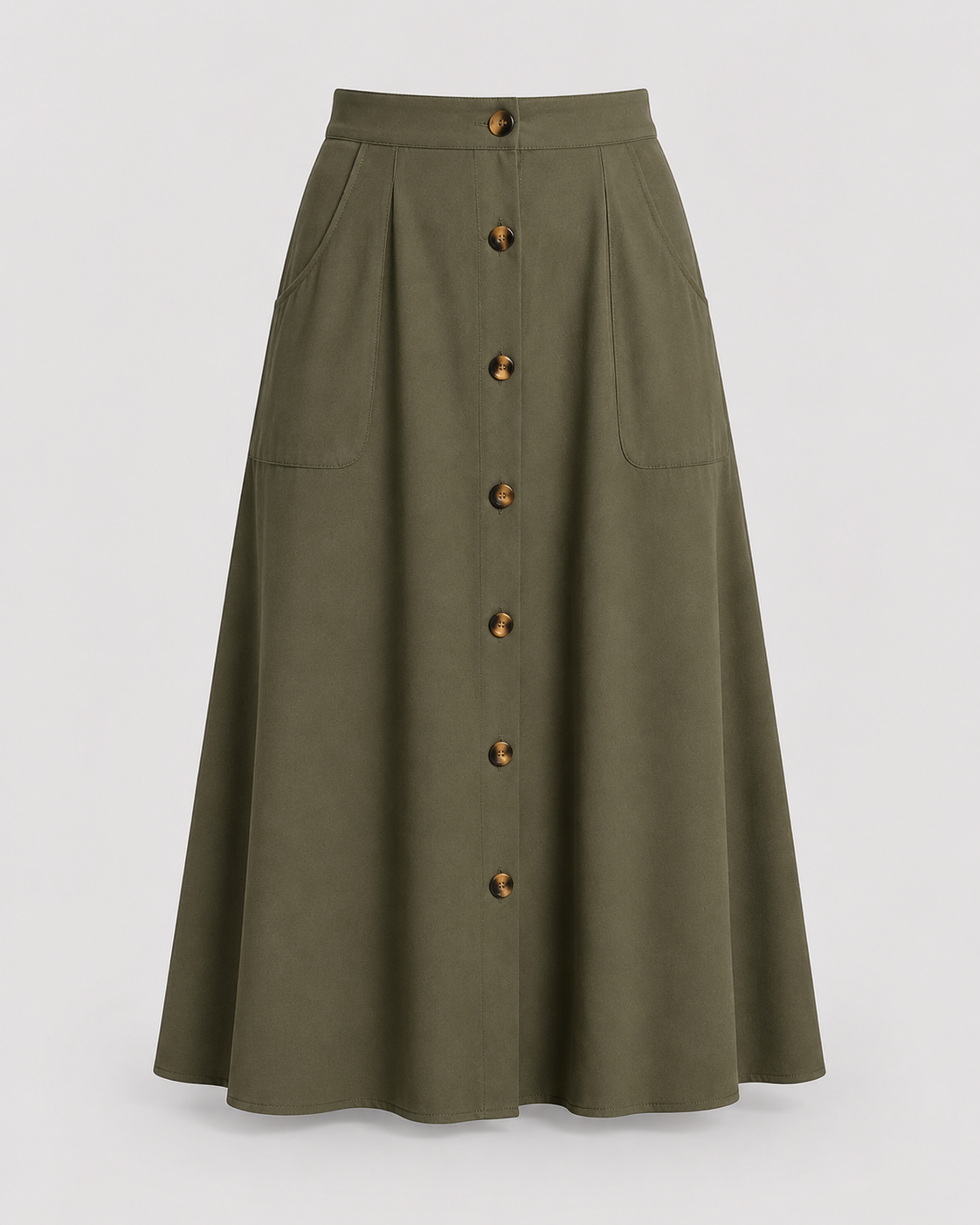 Button Front Midi Skirt | Women | Button-Front | Pockets | A-Line Everyday Skirt | Steven & Levon