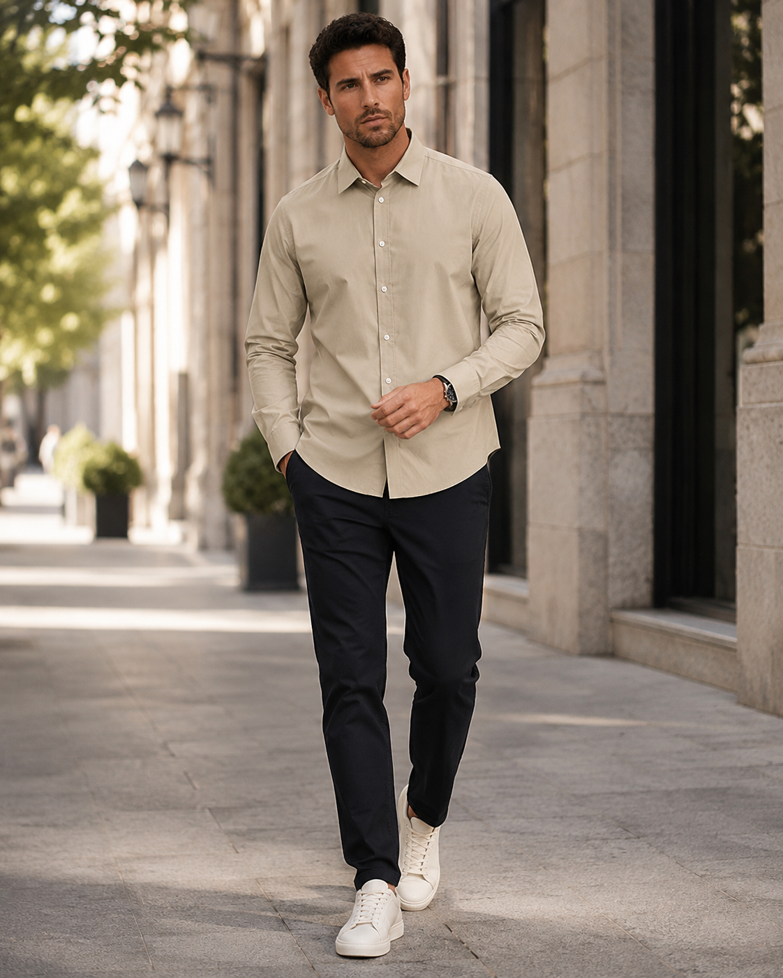 Men's Linen Heritage Shirt | Breathable Blend | Classic Button-Up | Smart Casual Wear | Steven & Levon