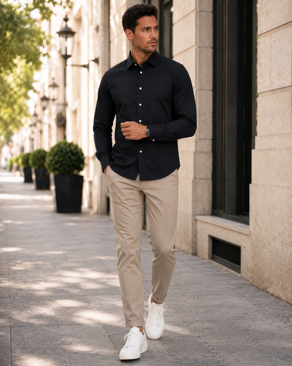 Men's Linen Heritage Shirt | Breathable Blend | Classic Button-Up | Smart Casual Wear | Steven & Levon