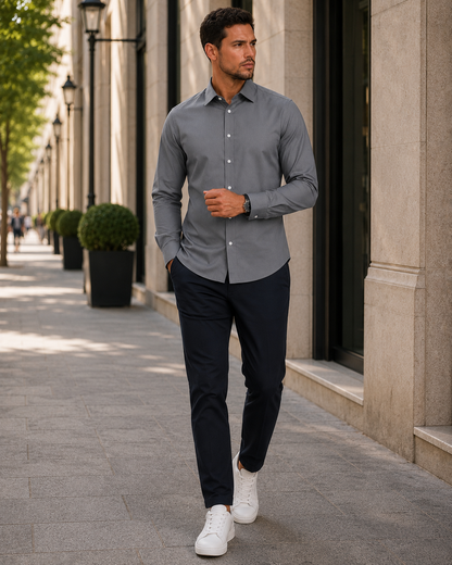Men's Linen Heritage Shirt | Breathable Blend | Classic Button-Up | Smart Casual Wear | Steven & Levon