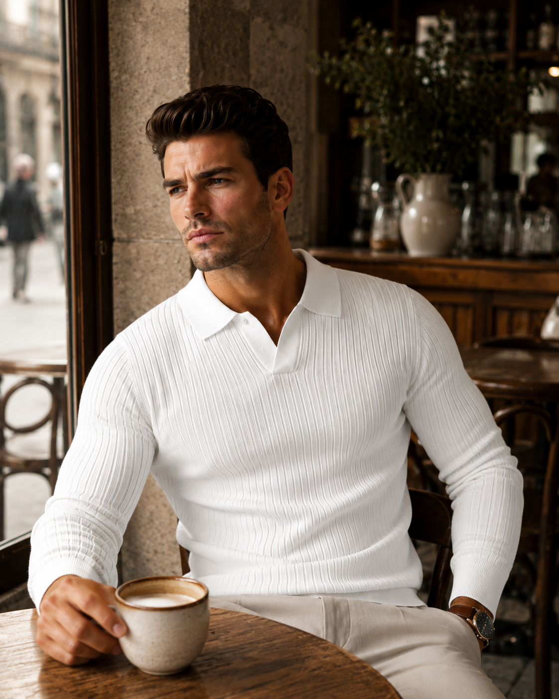 Men's Open Placket Polo Shirt | Breathable Polyester Fabric | Short Sleeve Casual Collared Top | Steven & Levon