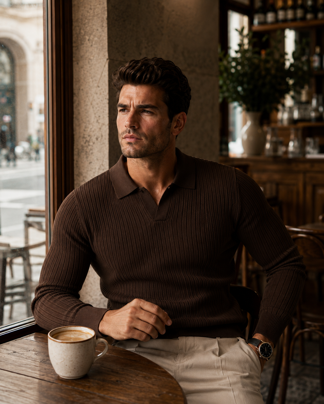 Men's Open Placket Polo Shirt | Breathable Polyester Fabric | Short Sleeve Casual Collared Top | Steven & Levon