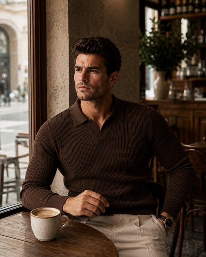Men's Open Placket Polo Shirt | Breathable Polyester Fabric | Short Sleeve Casual Collared Top | Steven & Levon