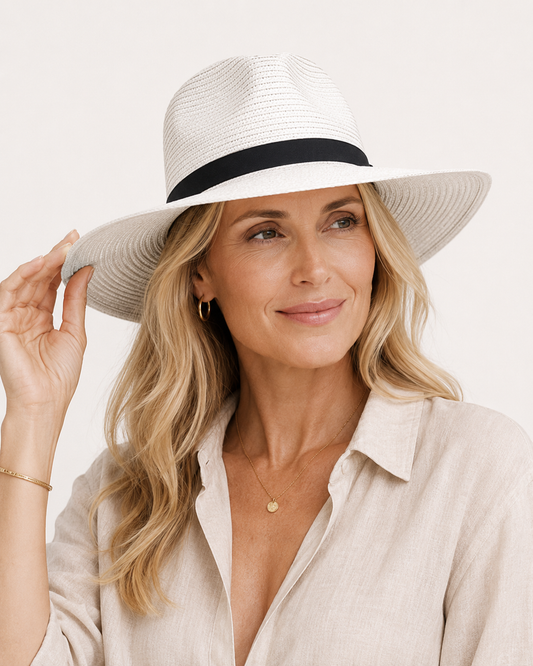 Panama Straw Hat | Unisex Sun Hat | Straw | UPF50+ UV Protection | Foldable Wide Brim Travel Hat | Steven & Levon