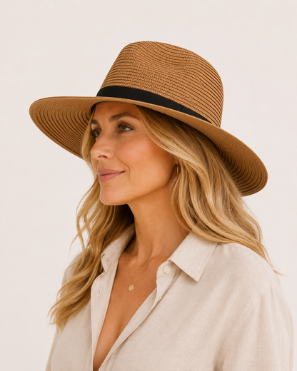Panama Straw Hat | Unisex Sun Hat | Straw | UPF50+ UV Protection | Foldable Wide Brim Travel Hat | Steven & Levon