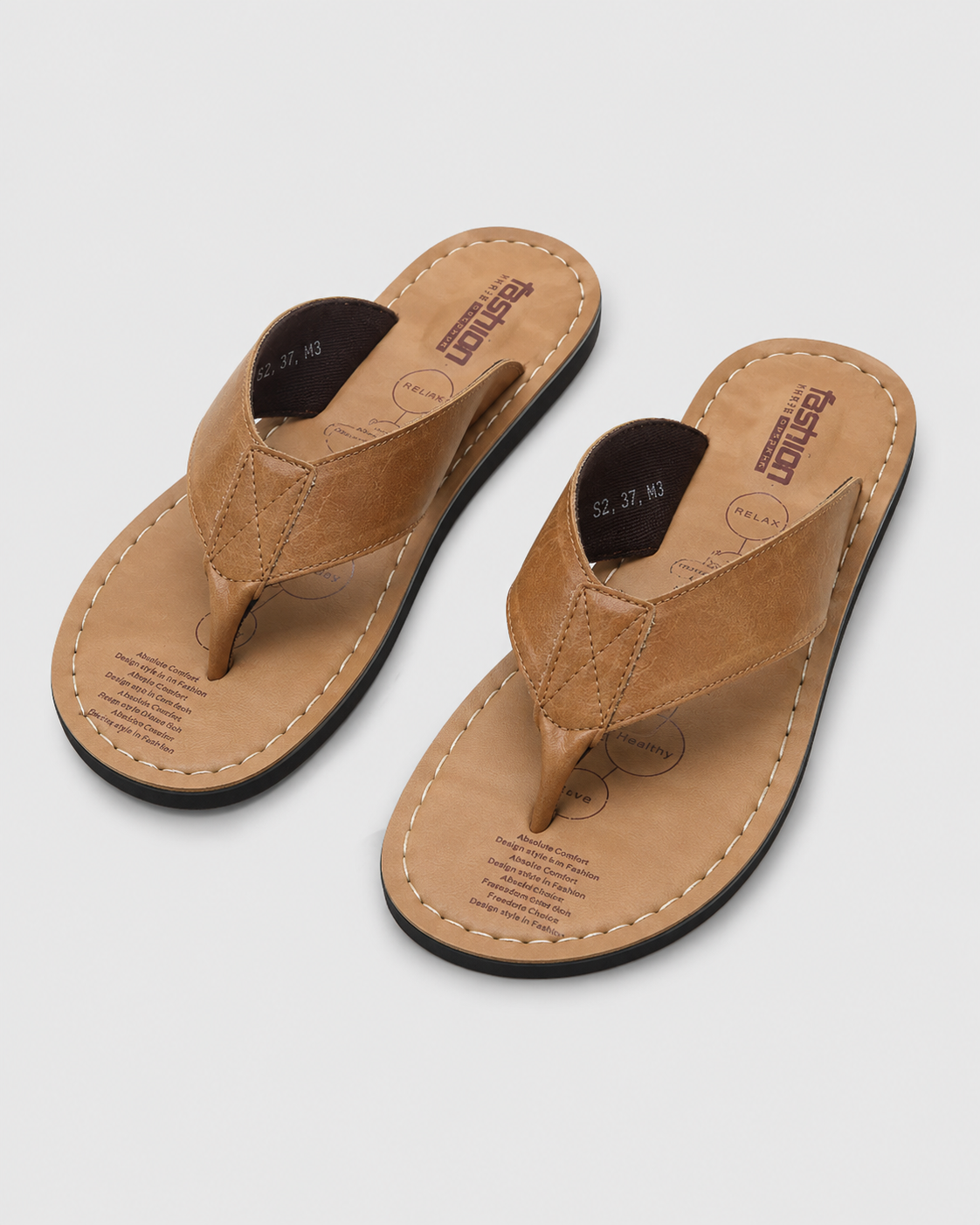 Men's Leather Flip Flops | Sandals | Non-Slip Comfort Sole | Casual Beach Slippers | Steven & Levon
