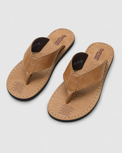 Men's Leather Flip Flops | Sandals | Non-Slip Comfort Sole | Casual Beach Slippers | Steven & Levon