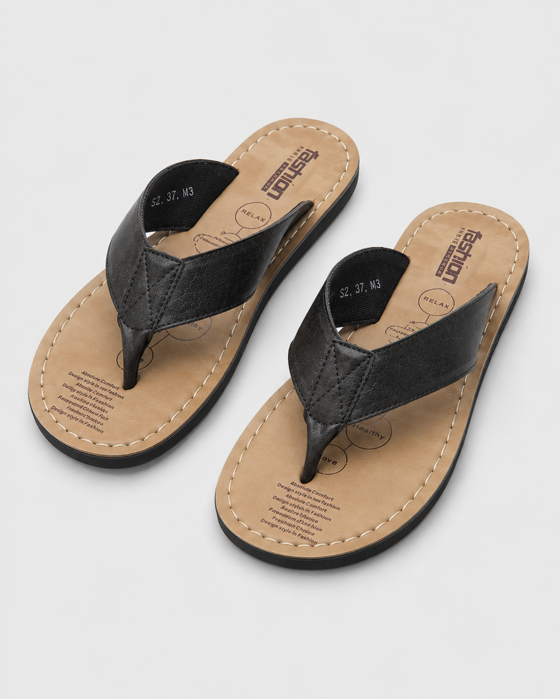 Men's Leather Flip Flops | Sandals | Non-Slip Comfort Sole | Casual Beach Slippers | Steven & Levon