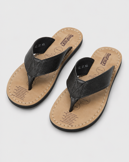 Men's Leather Flip Flops | Sandals | Non-Slip Comfort Sole | Casual Beach Slippers | Steven & Levon