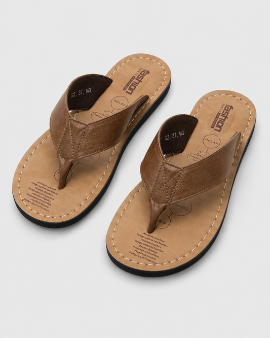 Men's Leather Flip Flops | Sandals | Non-Slip Comfort Sole | Casual Beach Slippers | Steven & Levon