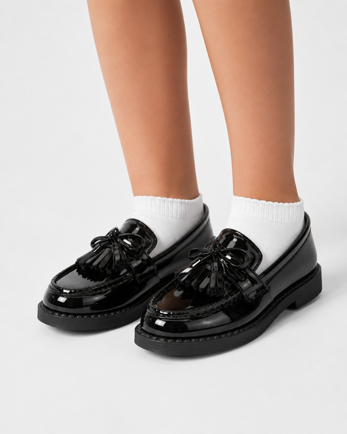 Girls Patent Leather Loafers | Tassel School Dress Shoes | Slip-On Party Shoes | Steven & Levon