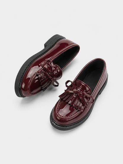 Girls Patent Leather Loafers | Tassel School Dress Shoes | Slip-On Party Shoes | Steven & Levon