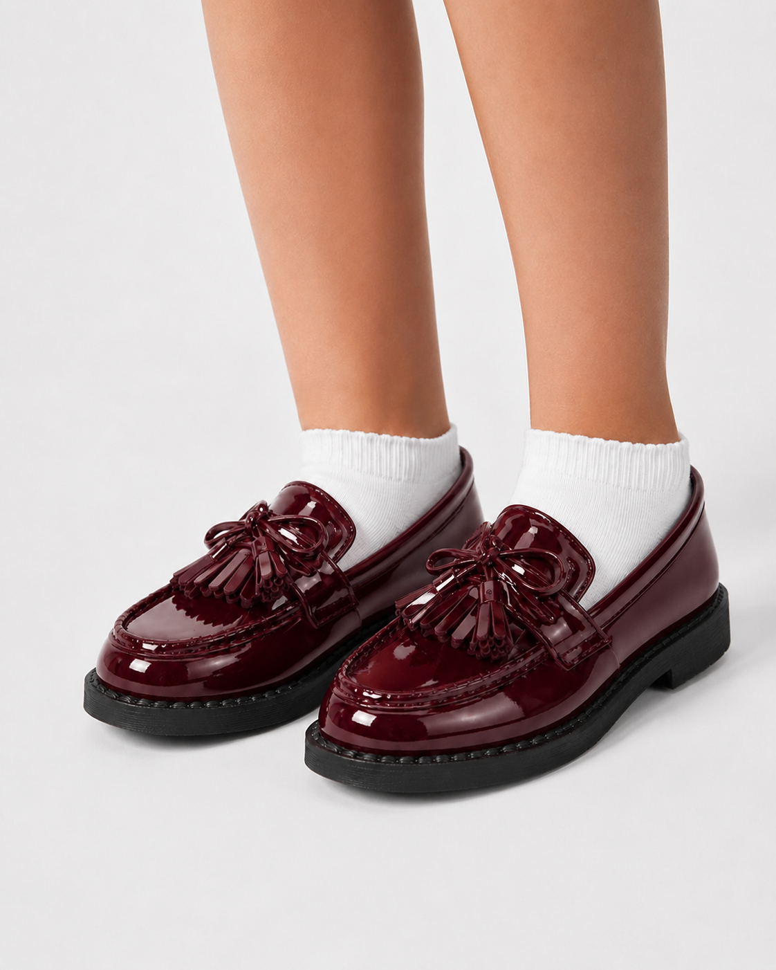 Girls Patent Leather Loafers | Tassel School Dress Shoes | Slip-On Party Shoes | Steven & Levon
