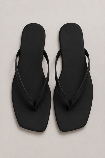 Women's Square Toe Flip Flops | Flat Thong Sandals | Minimalist Slip-On Summer Beach Slides | Steven & Levon