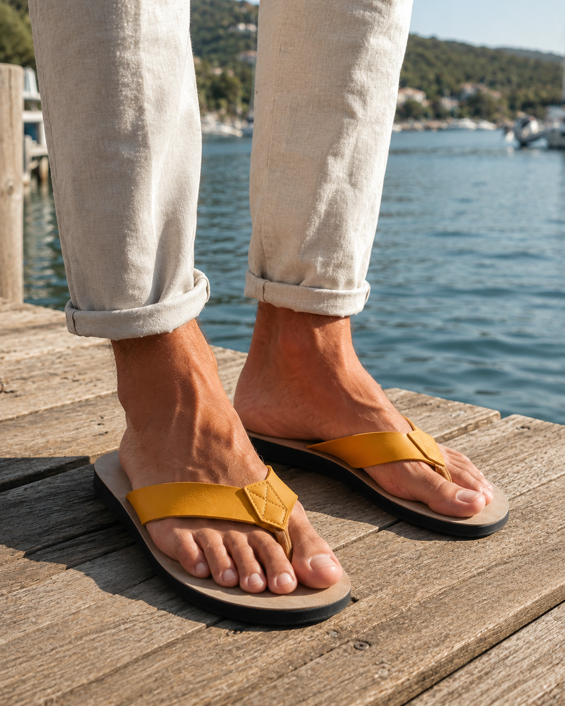 Men's Flip Flops | PU Leather | Thong Sandals | Breathable Casual Summer Slippers | Steven & Levon