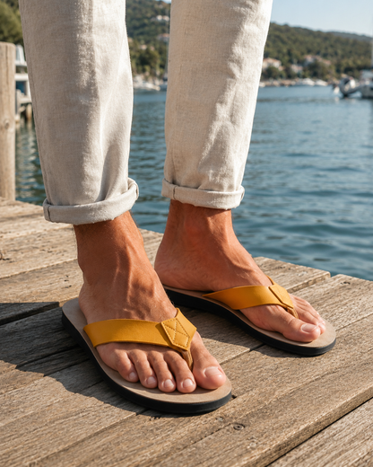 Men's Flip Flops | PU Leather | Thong Sandals | Breathable Casual Summer Slippers | Steven & Levon