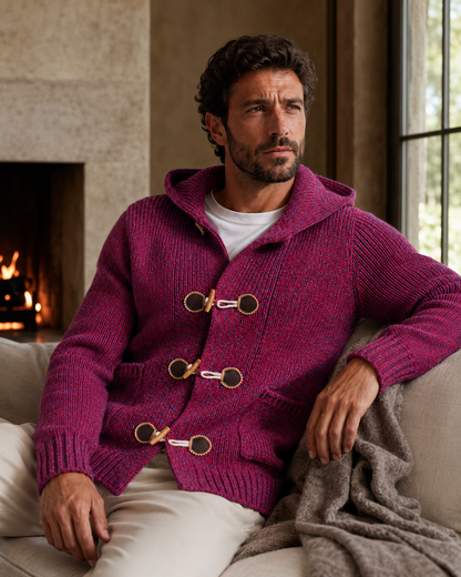 Men’s Knit Cardigan | Toggle Front Closure | Hooded Knitwear Sweater | Casual Layering Piece | Steven & Levon