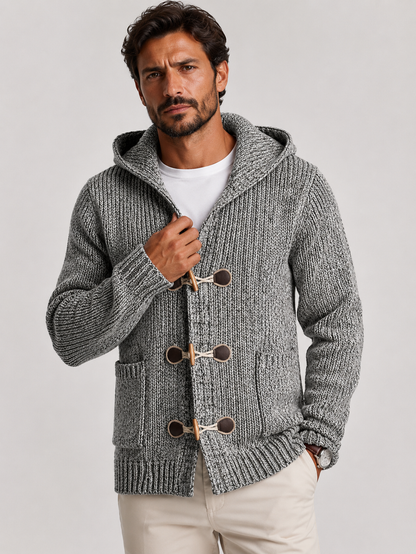 Men’s Knit Cardigan | Toggle Front Closure | Hooded Knitwear Sweater | Casual Layering Piece | Steven & Levon