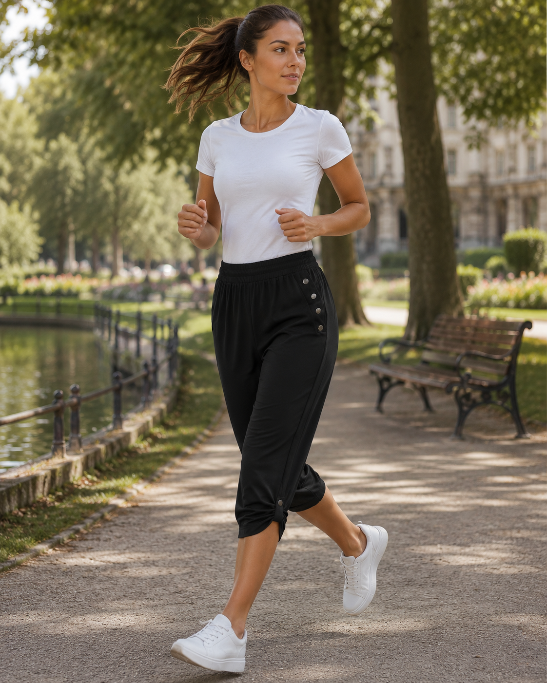 Willa Crop Joggers | Capri pants for woman | Elastic Waist, Loose Fit, Pockets, Soft Fabric | Steven & Levon