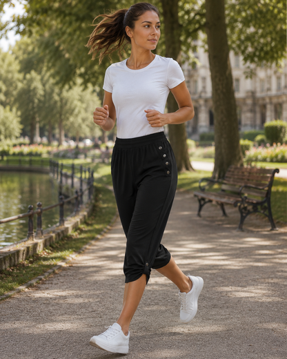 Willa Crop Joggers | Capri pants for woman | Elastic Waist, Loose Fit, Pockets, Soft Fabric | Steven & Levon