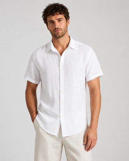 Men's Linen Short Sleeve Shirt | Men | Linen Blend | Breathable Lightweight Summer Button-Up | Steven & Levon