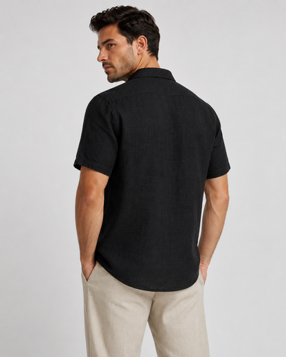 Men's Linen Short Sleeve Shirt | Men | Linen Blend | Breathable Lightweight Summer Button-Up | Steven & Levon