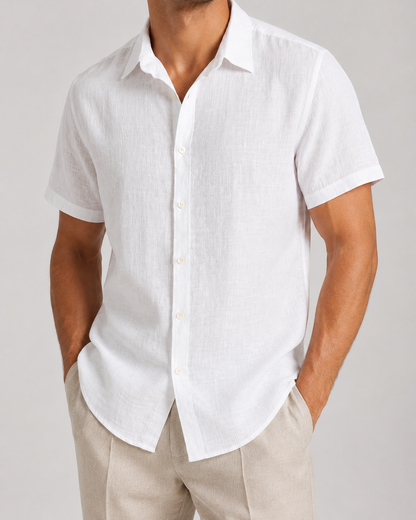 Men's Linen Short Sleeve Shirt | Men | Linen Blend | Breathable Lightweight Summer Button-Up | Steven & Levon