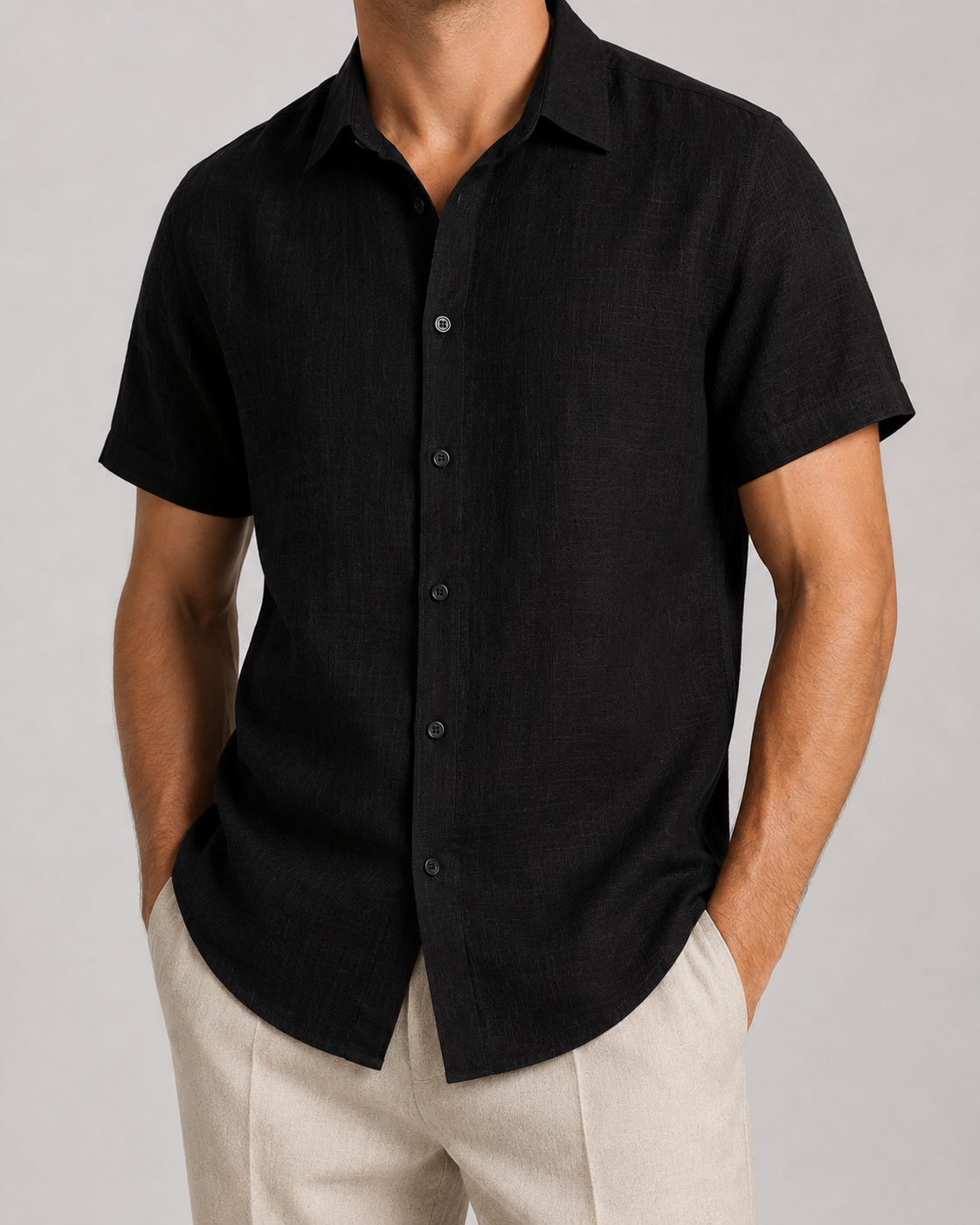 Men's Linen Short Sleeve Shirt | Men | Linen Blend | Breathable Lightweight Summer Button-Up | Steven & Levon