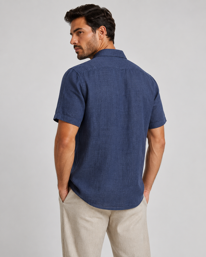 Men's Linen Short Sleeve Shirt | Men | Linen Blend | Breathable Lightweight Summer Button-Up | Steven & Levon