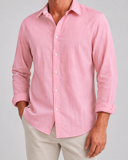 Men's Turn-Down Collar Linen Shirt | Men | Woven Fabric | Casual Button-Up Summer Shirt | Relaxed Fit | Steven & Levon