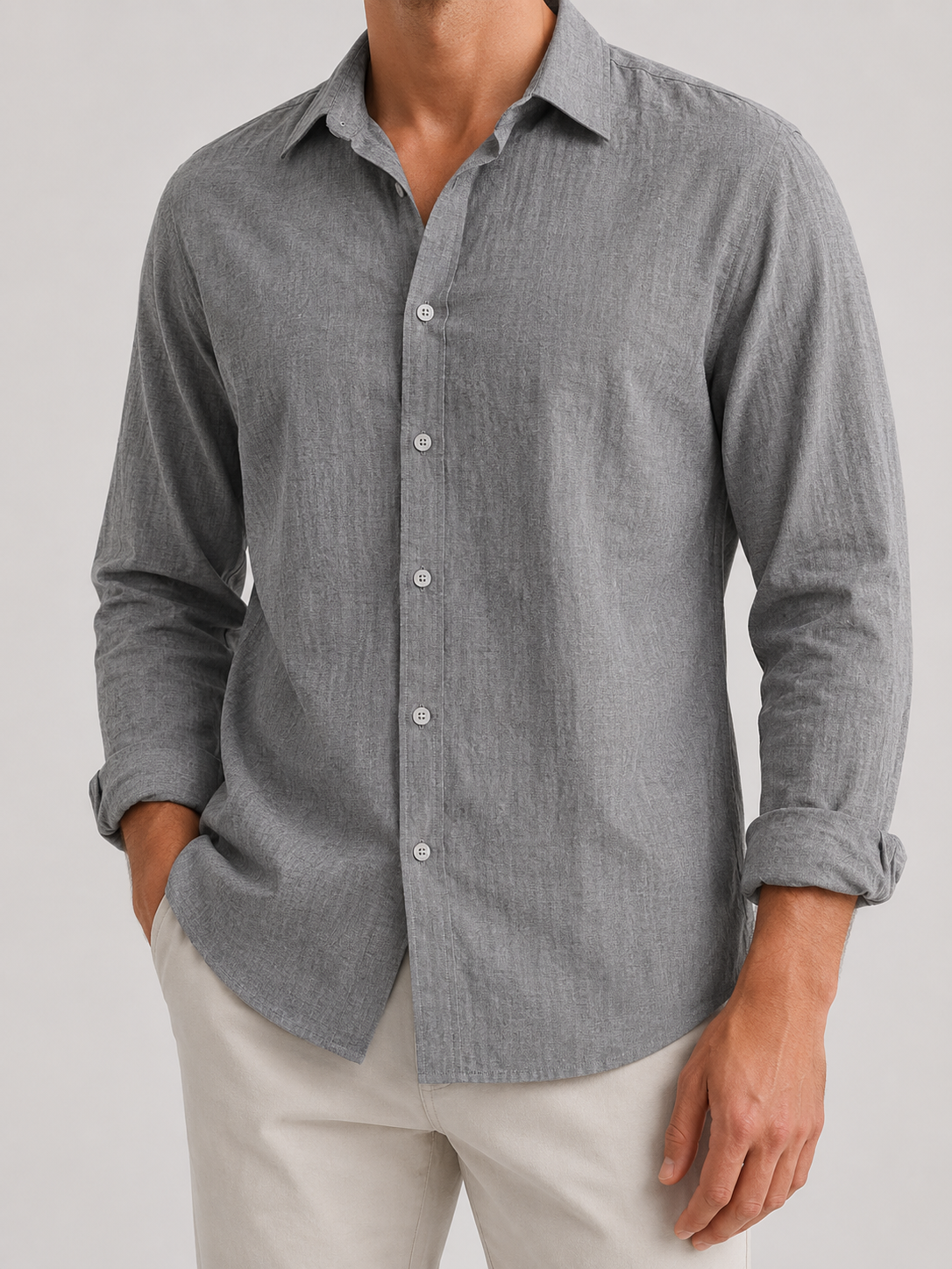 Men's Turn-Down Collar Linen Shirt | Men | Woven Fabric | Casual Button-Up Summer Shirt | Relaxed Fit | Steven & Levon