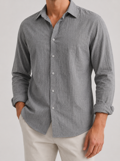 Men's Turn-Down Collar Linen Shirt | Men | Woven Fabric | Casual Button-Up Summer Shirt | Relaxed Fit | Steven & Levon