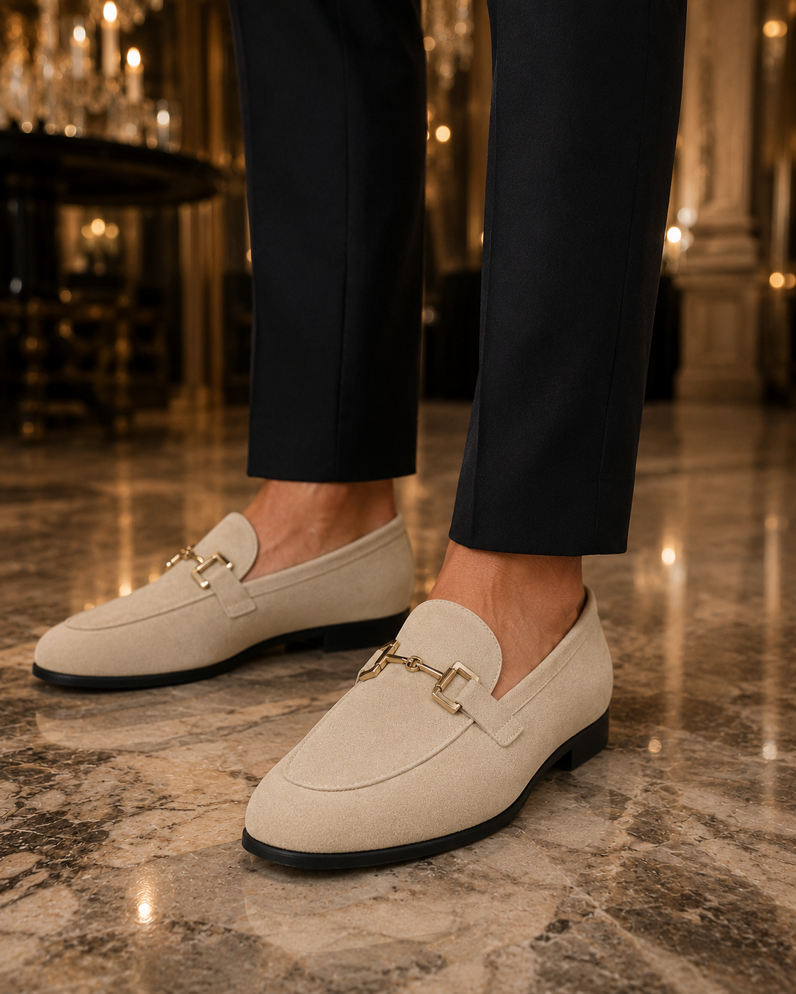 Men’s Slip-On Metal Detail Loafers | Formal Comfort Shoes | Steven & Levon