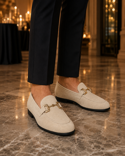 Men’s Slip-On Metal Detail Loafers | Formal Comfort Shoes | Steven & Levon